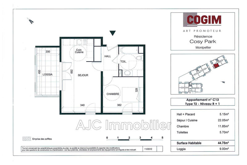 Appartement - 45 m² - 2 pièces