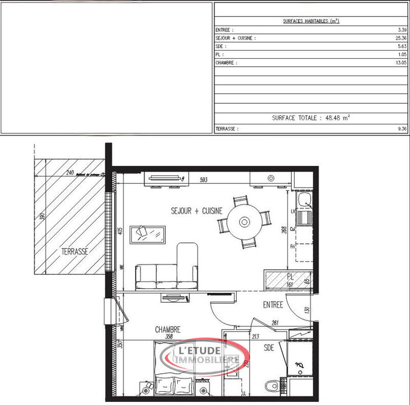 Appartement - 48 m² - 2 pièces