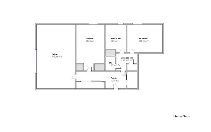 Appartement - 52 m² - 2 pièces