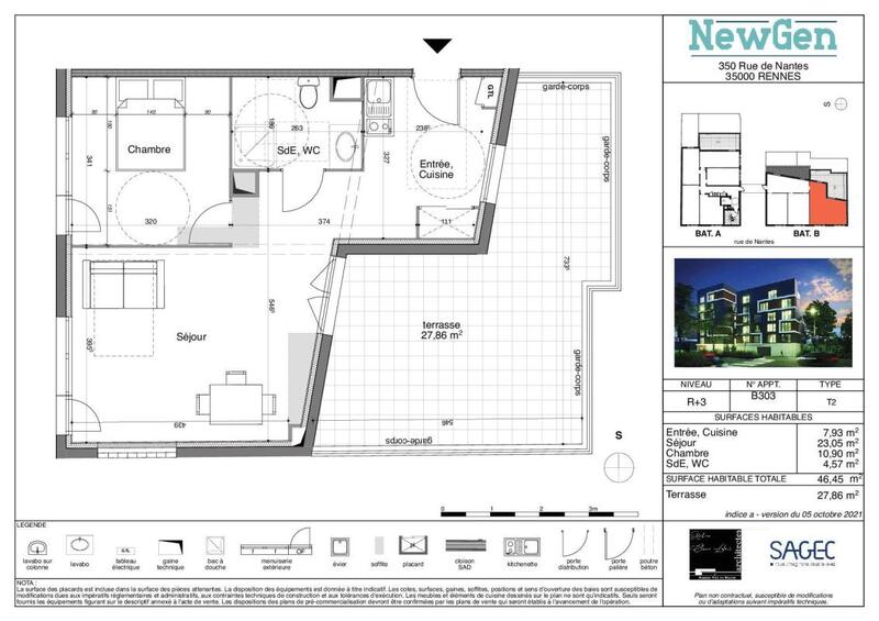 Appartement - 46 m² - 2 pièces