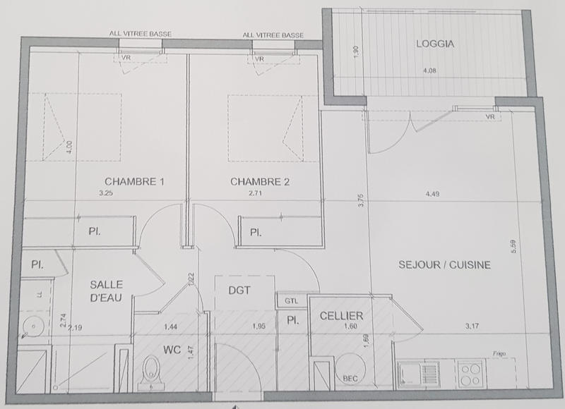 Appartement - 64 m² - 3 pièces