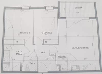 Appartement - 64 m² - 3 pièces