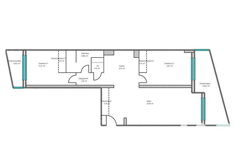 Appartement - 66 m² - 3 pièces