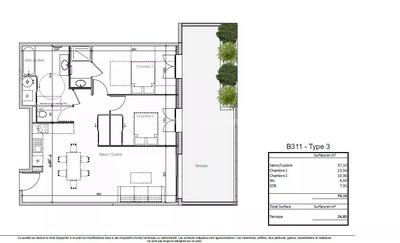 Appartement - 76 m² - 3 pièces