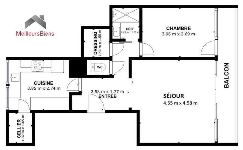 Appartement - 55 m² - 2 pièces