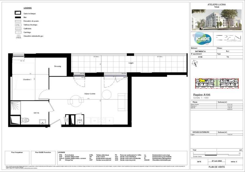 Appartement - 46 m² - 2 pièces