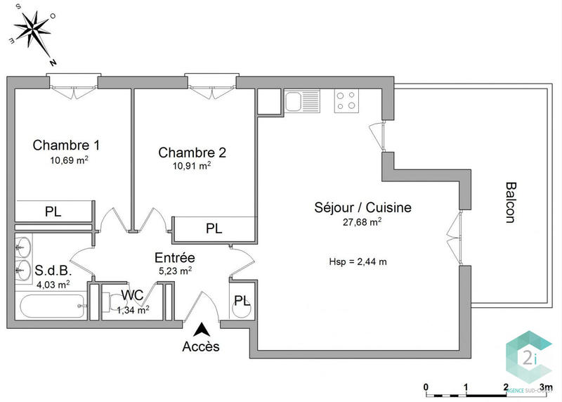 Appartement - 60 m² - 3 pièces
