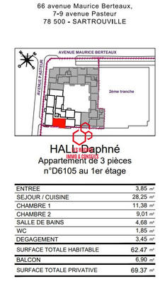 Appartement - 62 m² - 3 pièces