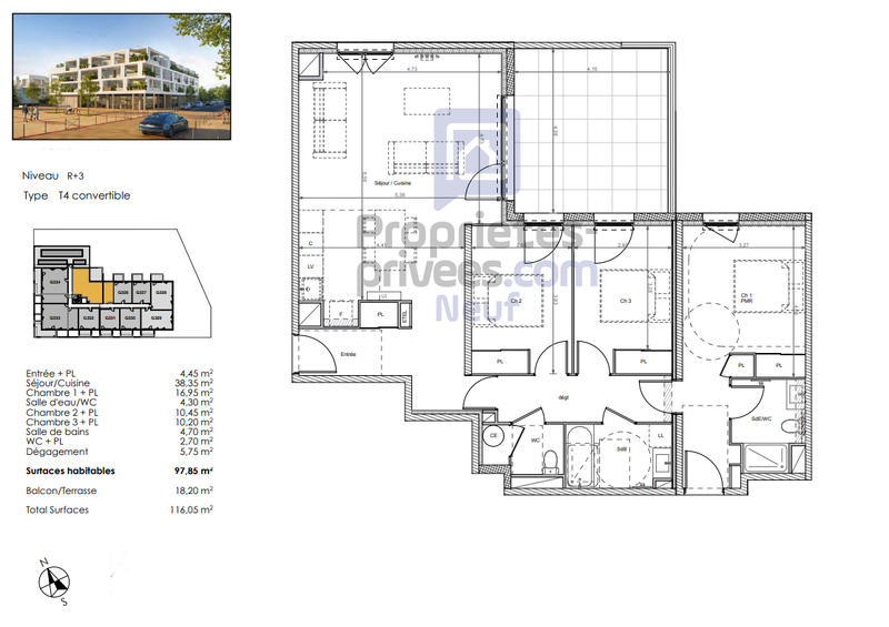 Appartement - 97 m² - 4 pièces