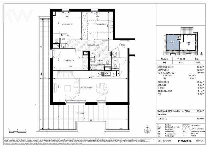 Appartement - 88 m² - 4 pièces