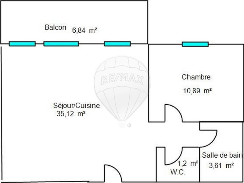 Appartement - 50 m² - 2 pièces