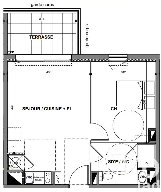 Appartement - 40 m² - 2 pièces