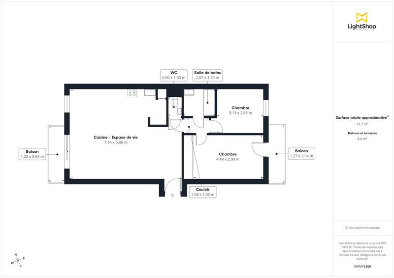 Appartement - 74 m² - 3 pièces