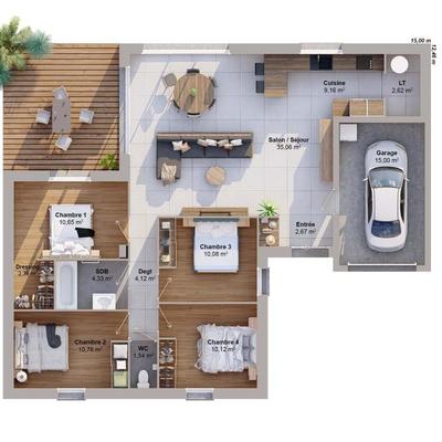 Maison - 104 m² - 6 pièces