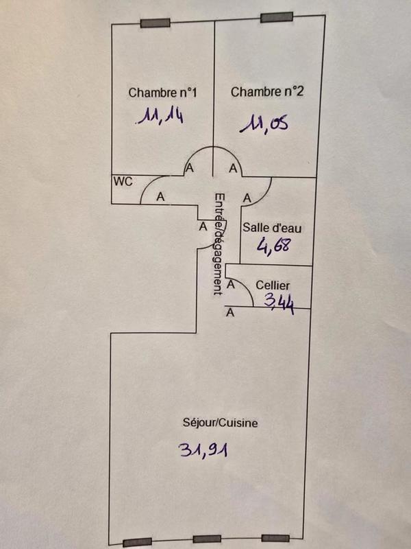 Appartement - 70 m² - 3 pièces