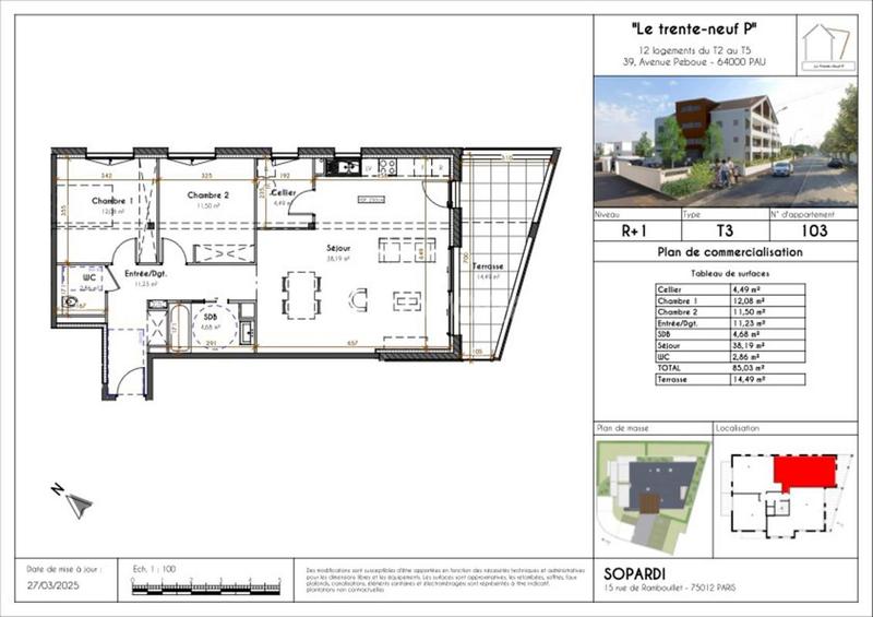 Appartement - 83 m² - 3 pièces