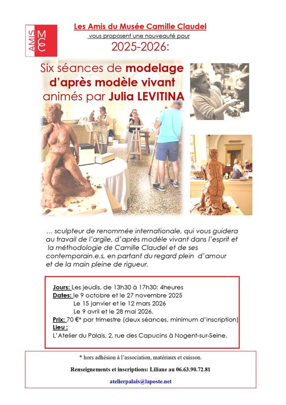 Les séances de modelage d'après modèle vivant par &quot;Les Amis du Musée Camille Claudel&quot; à Nogent-sur-Seine