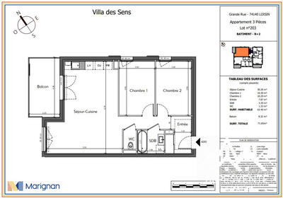 Appartement - 63 m² - 3 pièces
