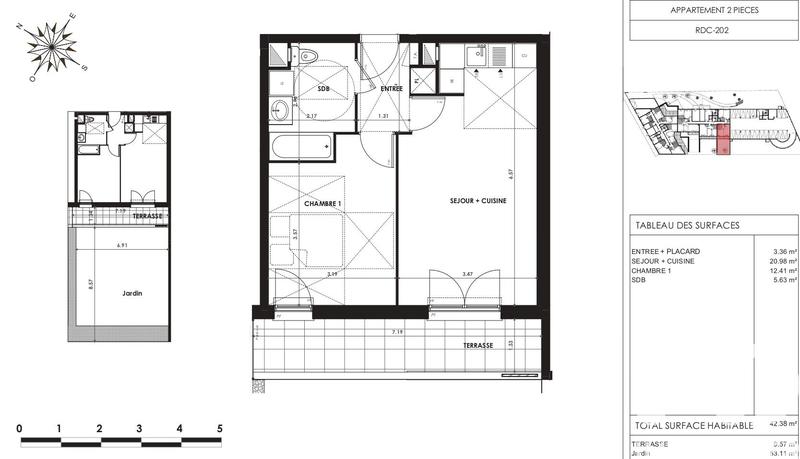 Appartement - 42 m² - 2 pièces