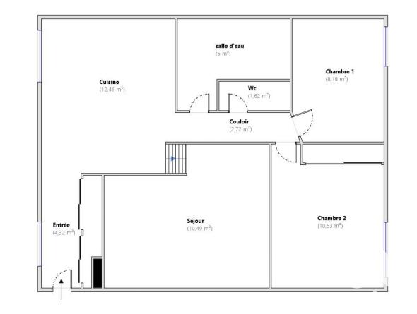 Appartement - 56 m² - 3 pièces