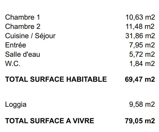 Appartement - 70 m² - 3 pièces