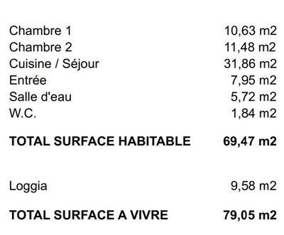 Appartement - 70 m² - 3 pièces