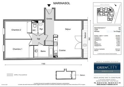 Appartement - 66 m² - 3 pièces