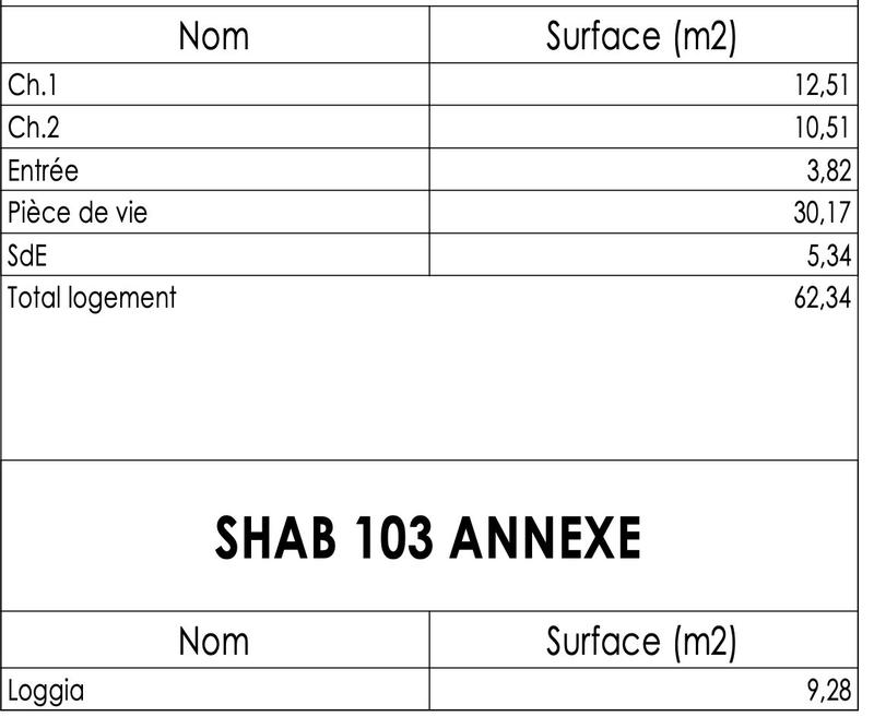 Appartement - 62 m² - 3 pièces