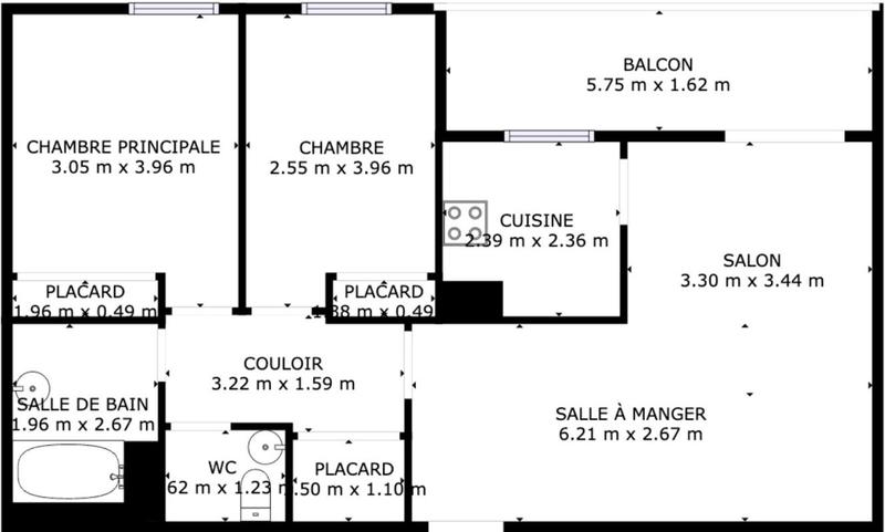 Appartement - 64 m² - 3 pièces