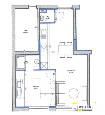 Appartement - 35 m² - 2 pièces