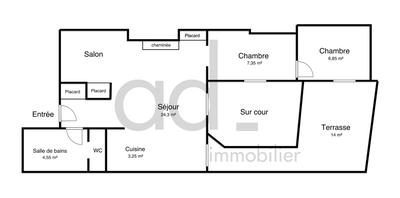 Appartement - 51 m² - 3 pièces