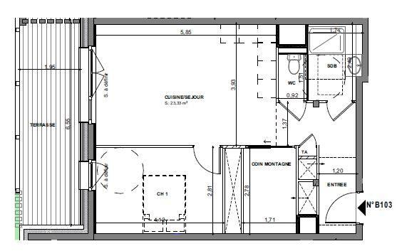 Appartement - 55 m² - 2 pièces