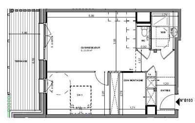 Appartement - 55 m² - 2 pièces