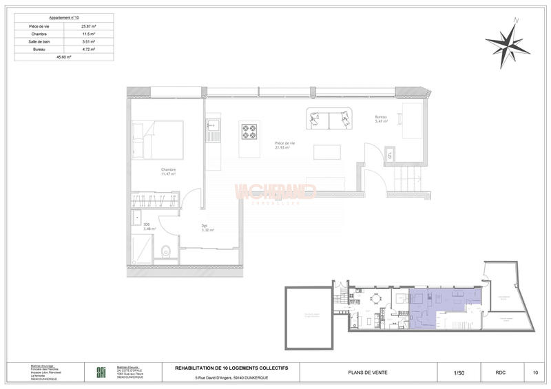 Appartement - 46 m² - 2 pièces