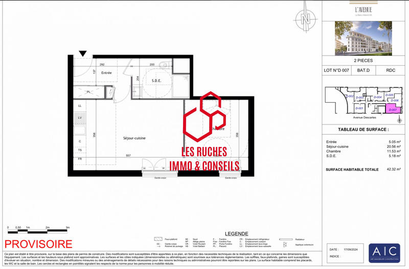 Appartement - 42 m² - 2 pièces