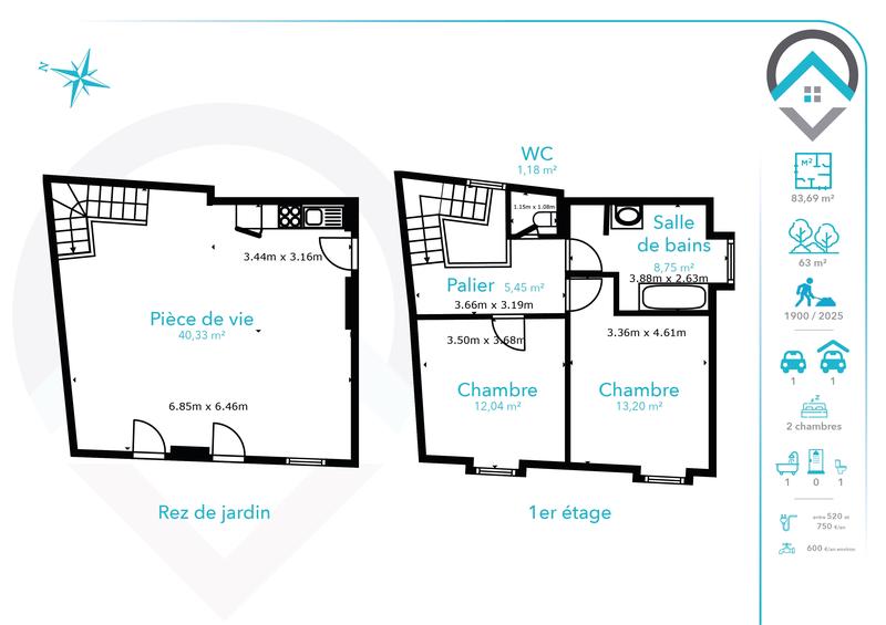 Maison - 84 m² - 4 pièces