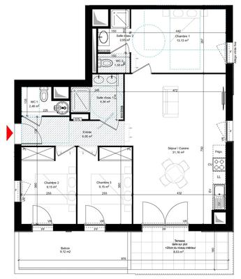 Appartement - 80 m² - 4 pièces