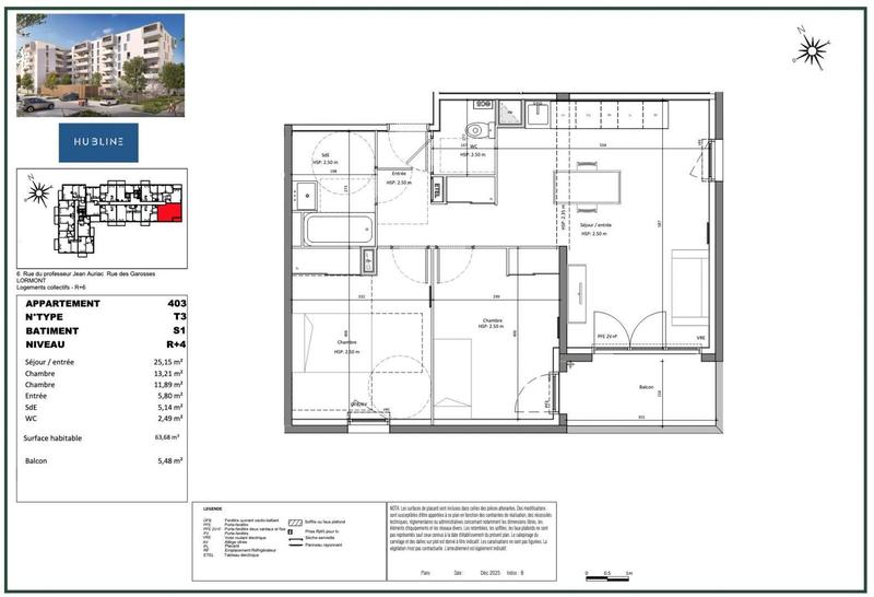 Appartement - 64 m² - 3 pièces