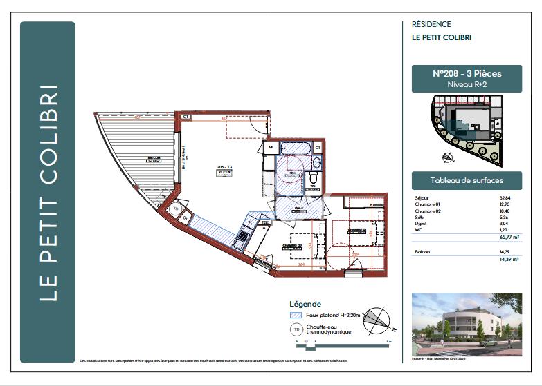 Appartement - 65 m² - 3 pièces