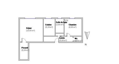 Appartement - 50 m² - 2 pièces