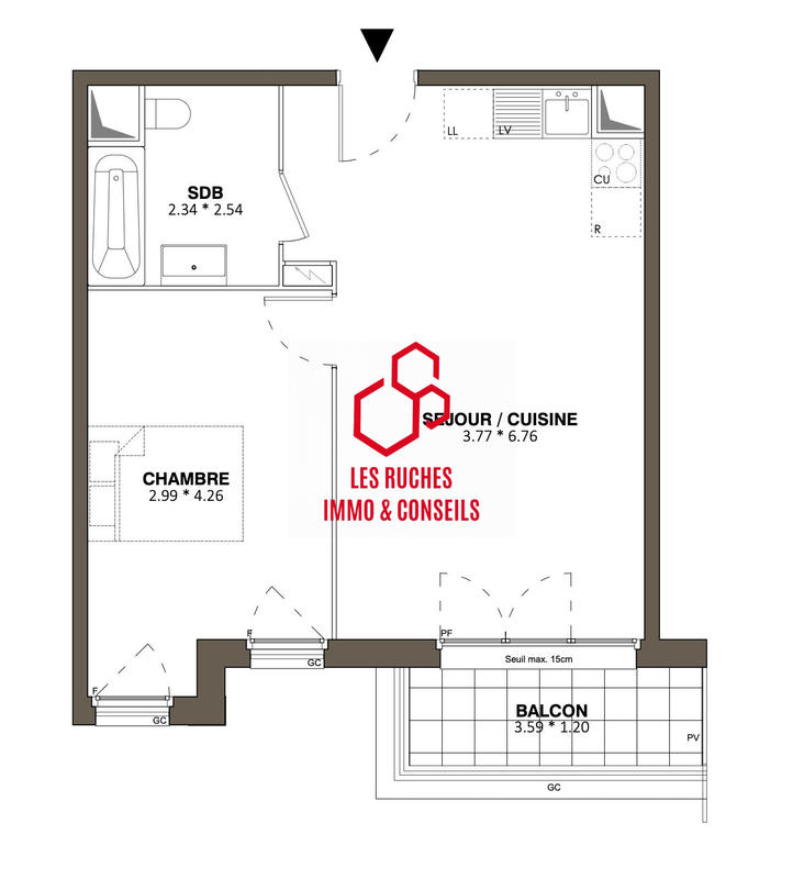 Appartement - 45 m² - 2 pièces