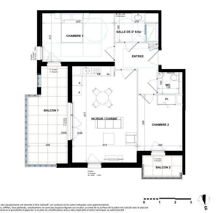 Appartement - 62 m² - 3 pièces