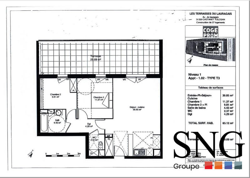 Appartement - 63 m² - 3 pièces
