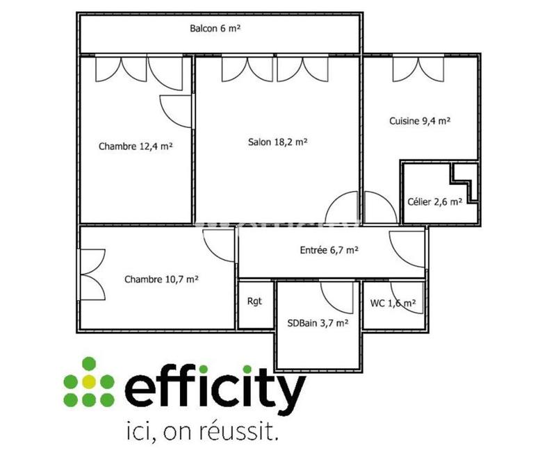 Appartement - 65 m² - 3 pièces