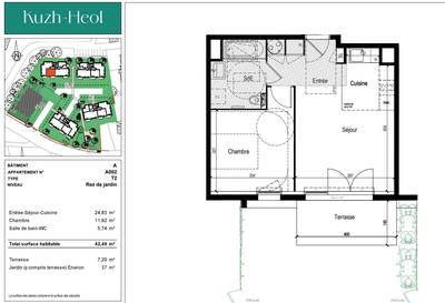 Appartement - 43 m² - 2 pièces