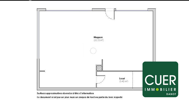 Local commercial - 36 m² - 1 pièce
