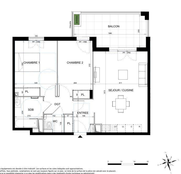 Appartement - 64 m² - 3 pièces
