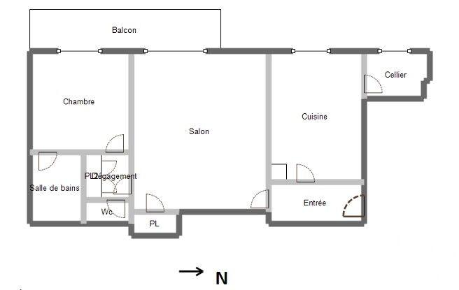 Appartement - 49 m² - 2 pièces