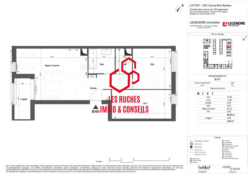 Appartement - 59 m² - 3 pièces