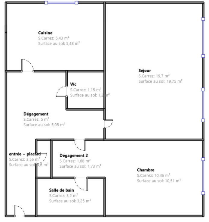 Appartement - 50 m² - 2 pièces